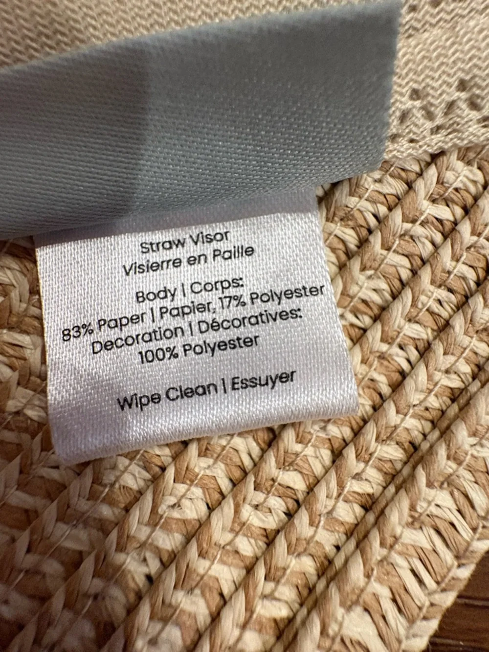 Sea & Grass Straw Visor Navy Ribbon Tie Coastal Preppy Sun Hat